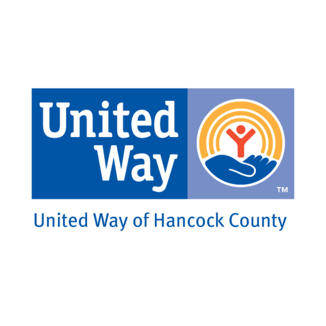 Logo of United Way of Hancock County with symbolic hands and heart.