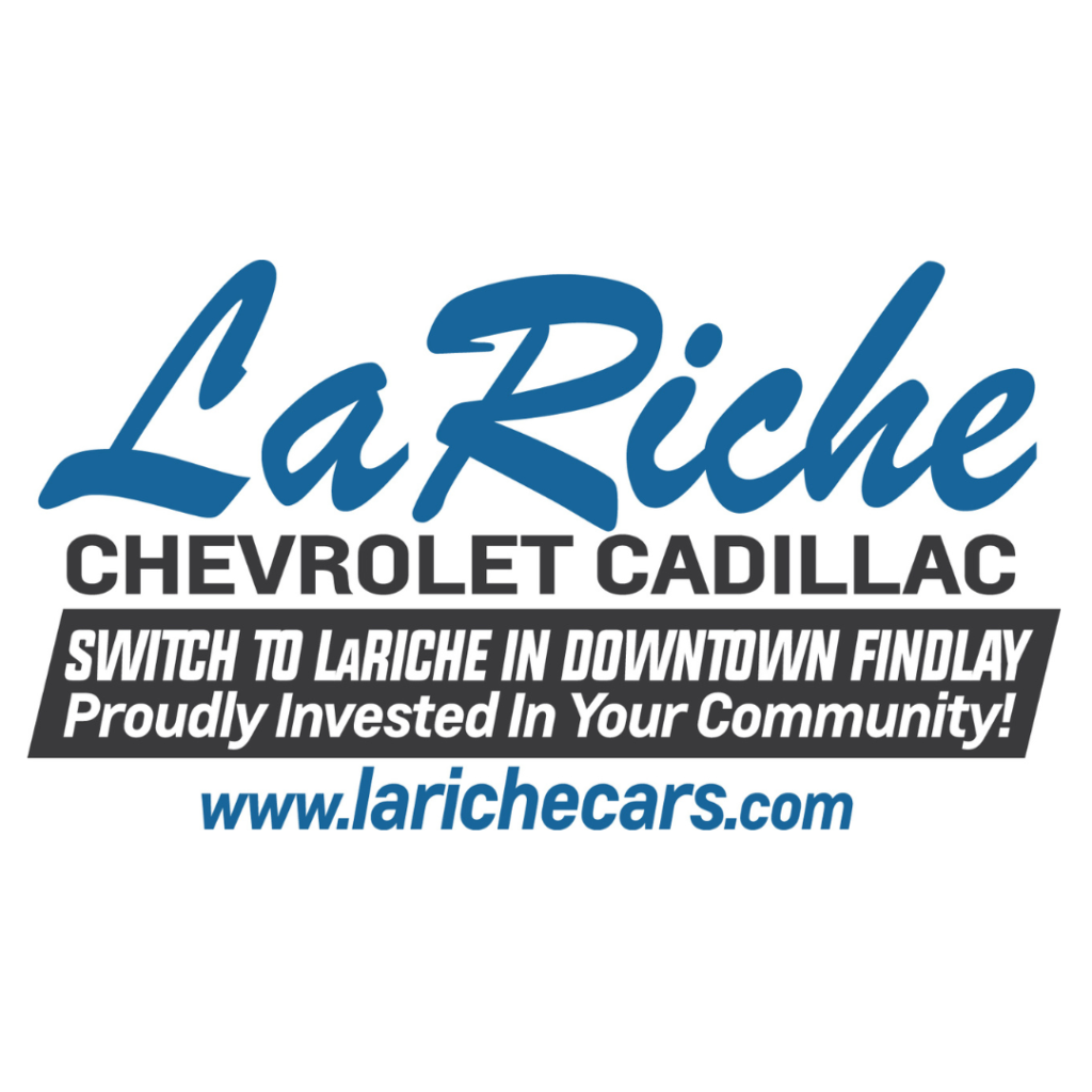 LaRiche Chevrolet Cadillac logo promoting a dealership in Findlay.